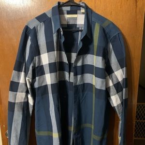 Burberry Brit Plaid Blue Button Up Size XXL